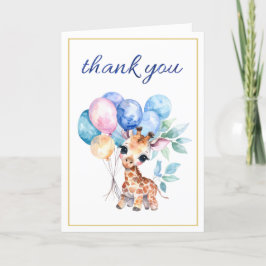 Tarjeta De Agradecimiento Cachorro de jirafa con globos Gracias