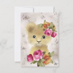 Tarjeta De Agradecimiento Cachorro de León Acuarela