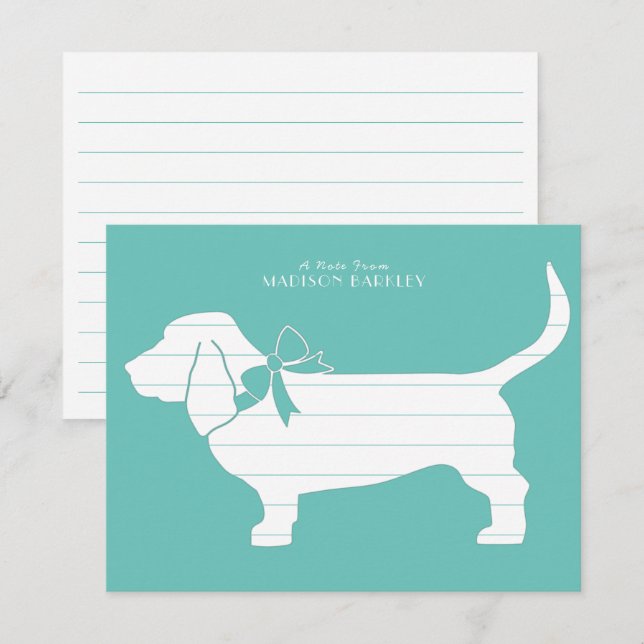 Tarjeta De Agradecimiento Cachorro de perro de Basset (Anverso / Reverso)
