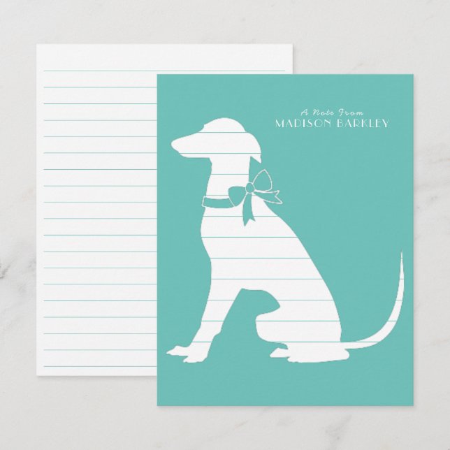 Tarjeta De Agradecimiento Cachorro de perro de Greyhound (Anverso / Reverso)