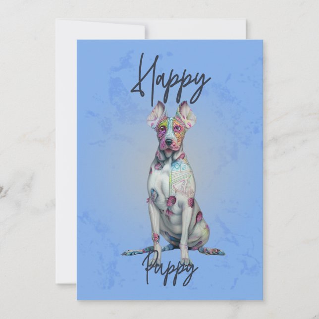 Tarjeta De Agradecimiento Cachorro feliz - Diseño para dueños de perros - Am (Anverso)