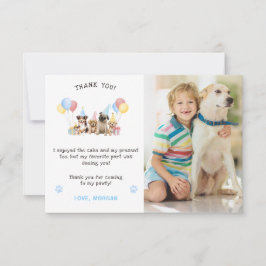 Tarjeta De Agradecimiento Cachorros adorables acuarela azul Foto