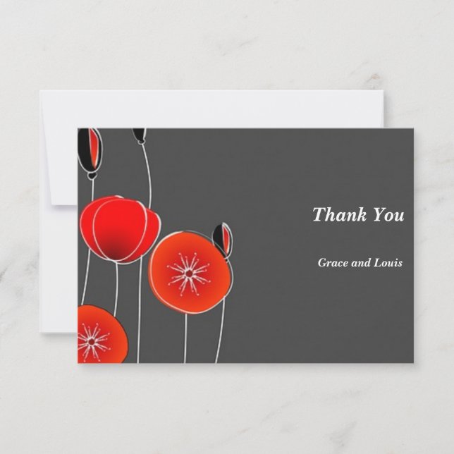 Tarjeta De Agradecimiento Cachorros artísticos y estilizados sobre fondo osc (Anverso)