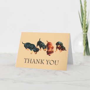 Tarjeta De Agradecimiento Cachorros curiosos de Dachshund perros salchicha v