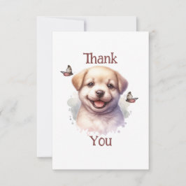 Tarjeta De Agradecimiento Cachorros y mariposas