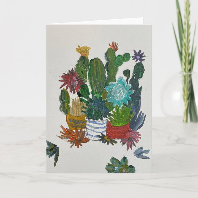 Tarjeta De Agradecimiento Cacti en ollas (Anverso)