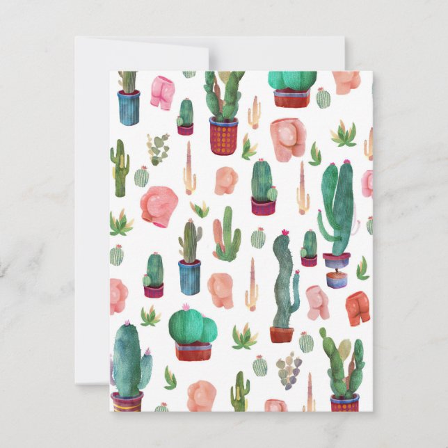 Tarjeta De Agradecimiento Cactus and Butts (Anverso)