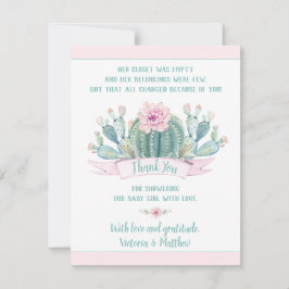 Tarjeta De Agradecimiento Cactus Baby Shower Gracias Cartas