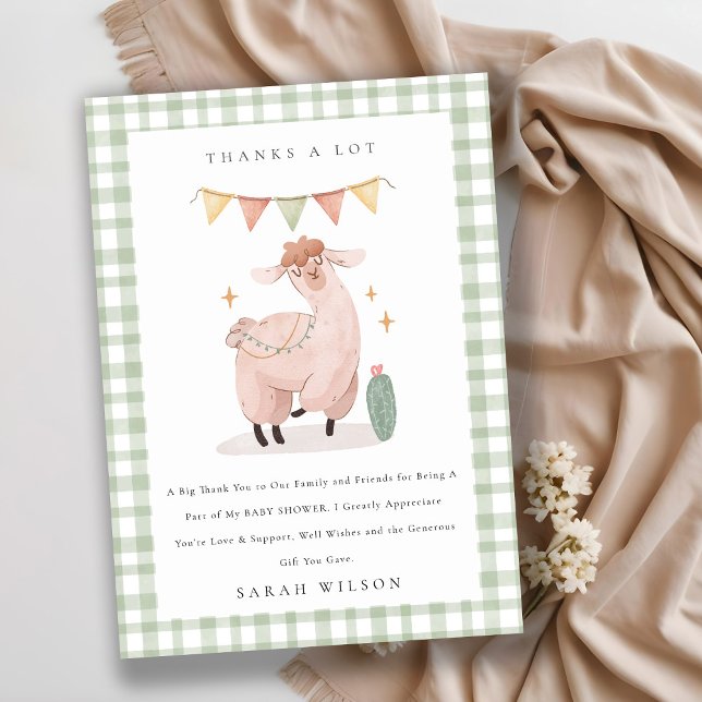 Tarjeta De Agradecimiento Cactus Boho Llama Baby Shower (Subido por el creador)