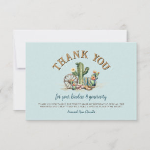 Tarjeta De Agradecimiento Cactus Cactus Blue Flowers verde azulado Boots Gra