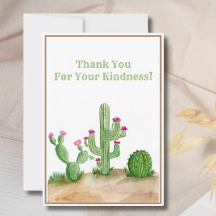 Tarjeta De Agradecimiento Cactus de acuarela 'Gracias' en el desierto