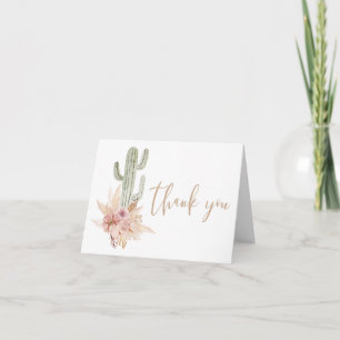 Tarjeta De Agradecimiento Cactus de desierto hierba de pampas boho
