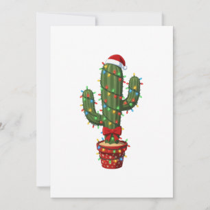 Tarjeta De Agradecimiento Cactus de Navidad con sombrero de Santa Planta de