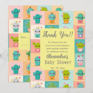 Tarjeta De Agradecimiento Cactus de postre y Baby Shower delicioso de Kawaii