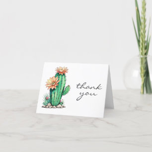 Tarjeta De Agradecimiento Cactus floral botánico minimalista elegante