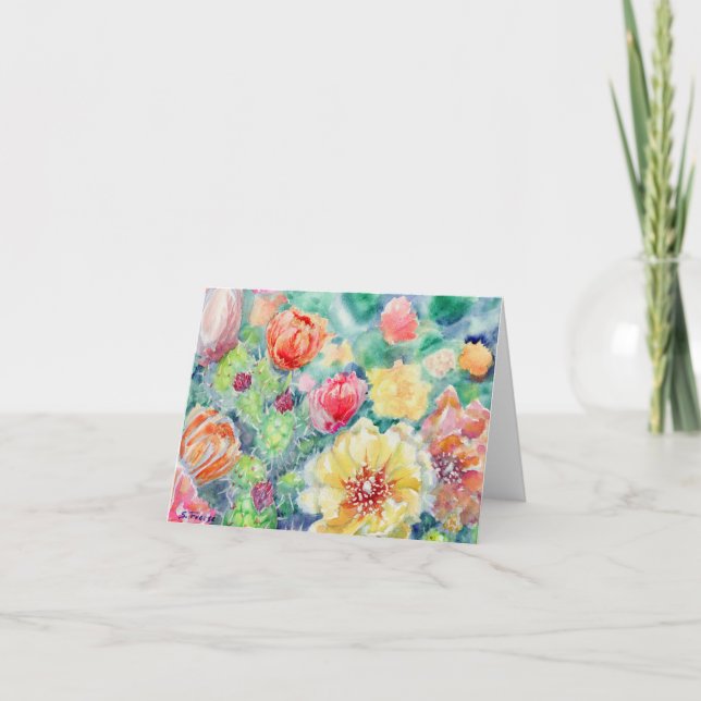 Tarjeta De Agradecimiento Cactus Flower II Blank Notecard (Anverso)