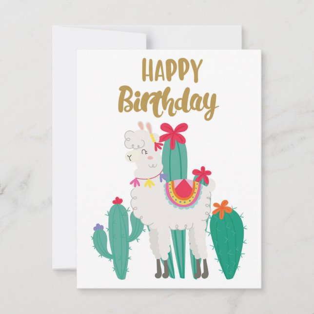 Tarjeta De Agradecimiento Cactus Happy Birthday (Anverso)