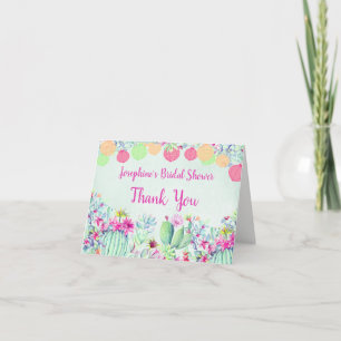Tarjeta De Agradecimiento Cactus Lantern Succulents Bridal Shower Gracias