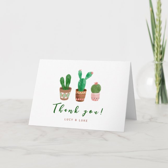 Tarjeta De Agradecimiento Cactus Modern Succulent (Anverso)