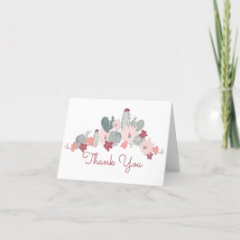 Tarjeta De Agradecimiento Cactus Pinta Rosa Sucultores De Flor Desértica Mot