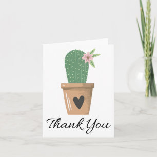 Tarjeta De Agradecimiento Cactus Verde Gracias Flor Rosa del Suroeste