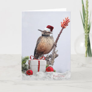 Tarjeta De Agradecimiento Cactus Wren en Ocotillo 5x7 Navidades Blank Card