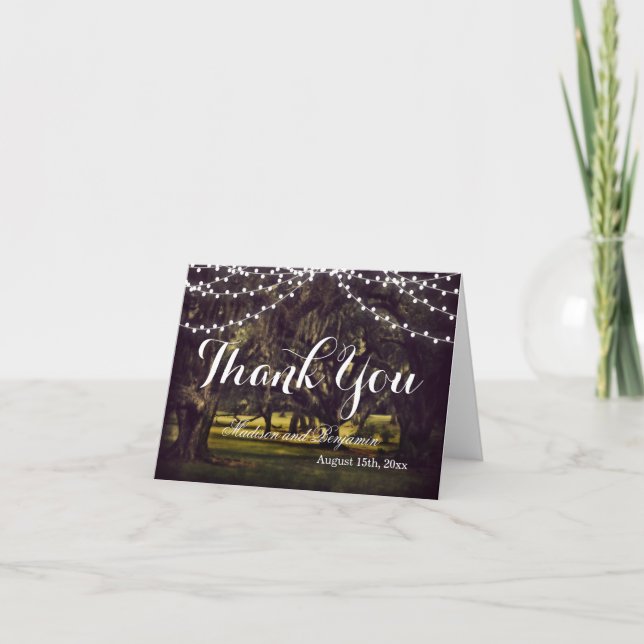 Tarjeta De Agradecimiento Cadena de árbol de roble claro Boda Gracias tarjet (Anverso)
