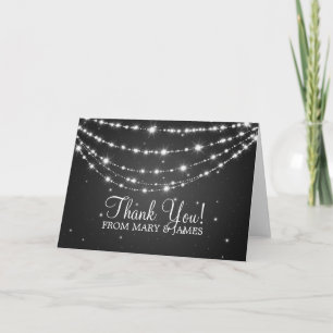 Tarjeta De Agradecimiento Cadena Negra Brillante de "Gracias" para Boda