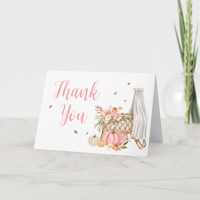 Tarjeta De Agradecimiento Caer Enamorada Calabaza Rosa (Anverso)