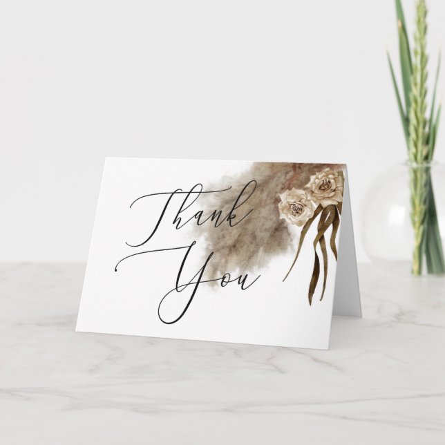 Tarjeta De Agradecimiento Caer Enamorada Ducha De Novias Grass Pampas (Anverso)