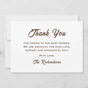 Tarjeta De Agradecimiento Café Baby Shower blanco marrón Un bebé se está pre