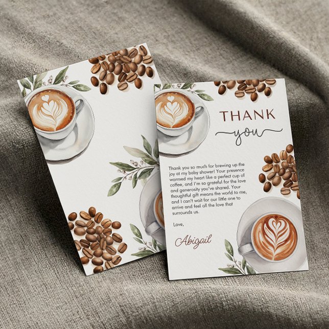 Tarjeta De Agradecimiento Café Baby Shower - Un bebé se está preparando grac (Coffee Baby Shower - a Baby is Brewing Thank You)