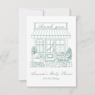 Tarjeta De Agradecimiento Cafe Bebe Bonjour Shower de Bebé