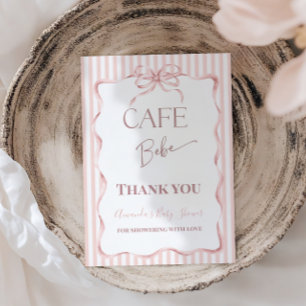 Tarjeta De Agradecimiento Cafe Bebe Chica Retro Rosa Arco Cafe Baby Shower