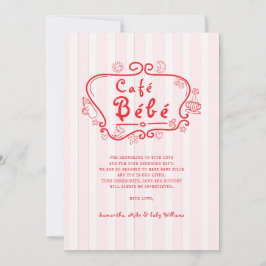 Tarjeta De Agradecimiento Café Bébé Chica Rojo Moderno Francés Baby Shower