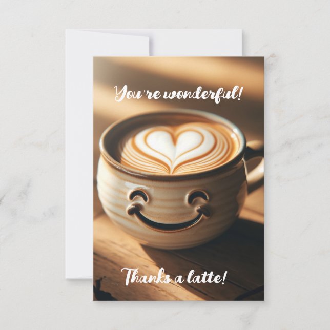 Tarjeta De Agradecimiento Café de latte con arte de espuma cardíaca (Anverso)