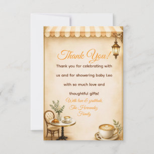 Tarjeta De Agradecimiento Café Elegante Bébé Shower de Bebé Bistro Francés B