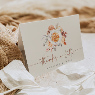 Tarjeta De Agradecimiento Café Floral Boho "Gracias un Montón"