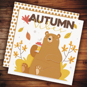 Tarjeta De Agradecimiento Café Oso Otoño Vibes