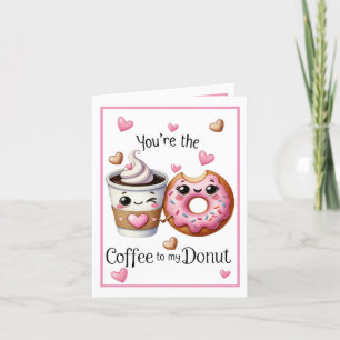 Tarjeta De Agradecimiento Café y Donas Kawaii Adorables