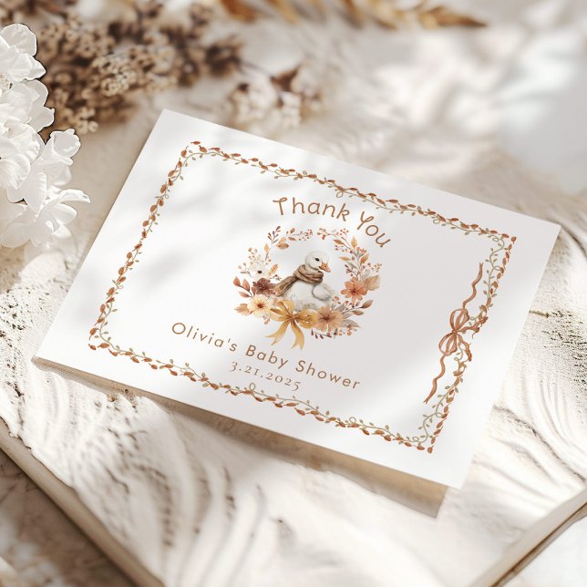 Tarjeta De Agradecimiento Caída de ganso pequeño Baby Shower neutral de géne (Subido por el creador)