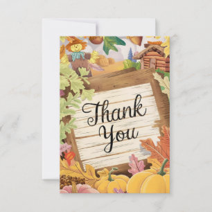Tarjeta De Agradecimiento Caída del Otoño de Castaño de Calabaza