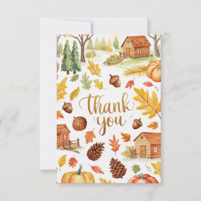 Tarjeta De Agradecimiento Caída del otoño editable del bosque (Anverso)