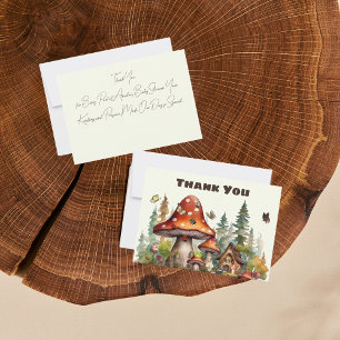 Tarjeta De Agradecimiento Caída en Baby Shower del hongo rústico del bosque 
