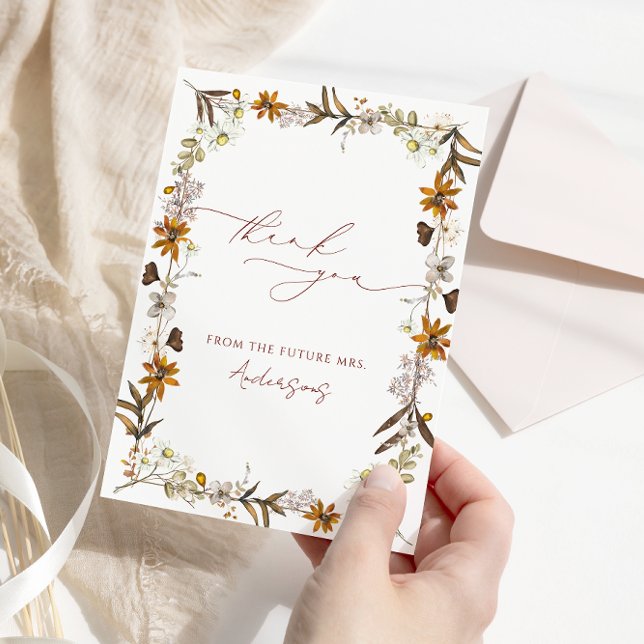 Tarjeta De Agradecimiento Caída Flor Silvestre Elegante Ducha Bridal (Subido por el creador)