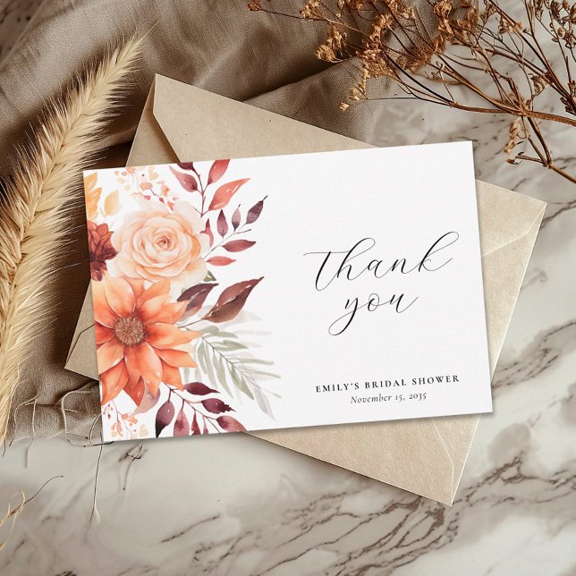 Tarjeta De Agradecimiento Caída Floral Bridal Shower (Subido por el creador)