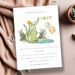 Tarjeta De Agradecimiento Caimán mordedor lindo en pantano Cumpleaños de cua
