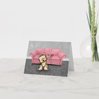 Tarjeta De Agradecimiento Cairn Terrier with Pink Sofa Blank Card