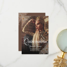 Tarjeta De Agradecimiento Caja de Favor Elegante Foto Oscura para Quinceañer