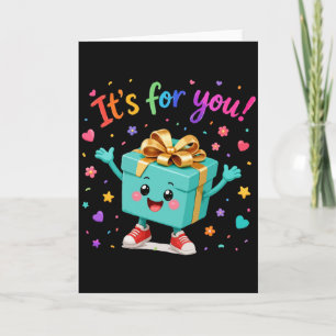 Tarjeta De Agradecimiento Caja de regalo azulada linda y feliz sorpresa